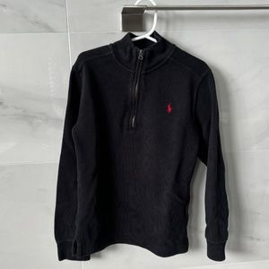 Black POLO Ralph Lauren Half-Zip Long Sleeve Knit - 7 Boys